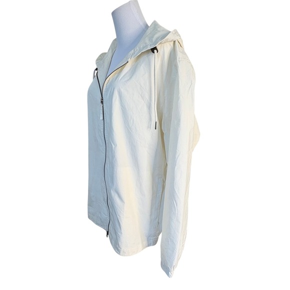 Zara Hooded Cream‎ Rain Coat Jacket LARGE Water Repellant Lightweight Outdoor - Picture 3 of 14